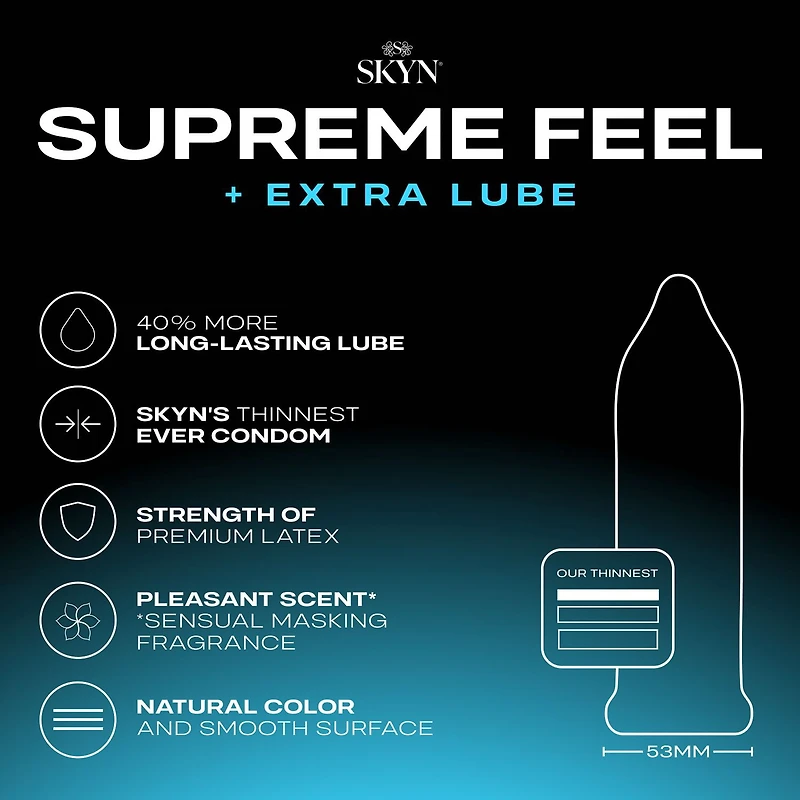 SKYN Supreme Feel Extra Lubricated Non-Latex Condoms, 8 Count