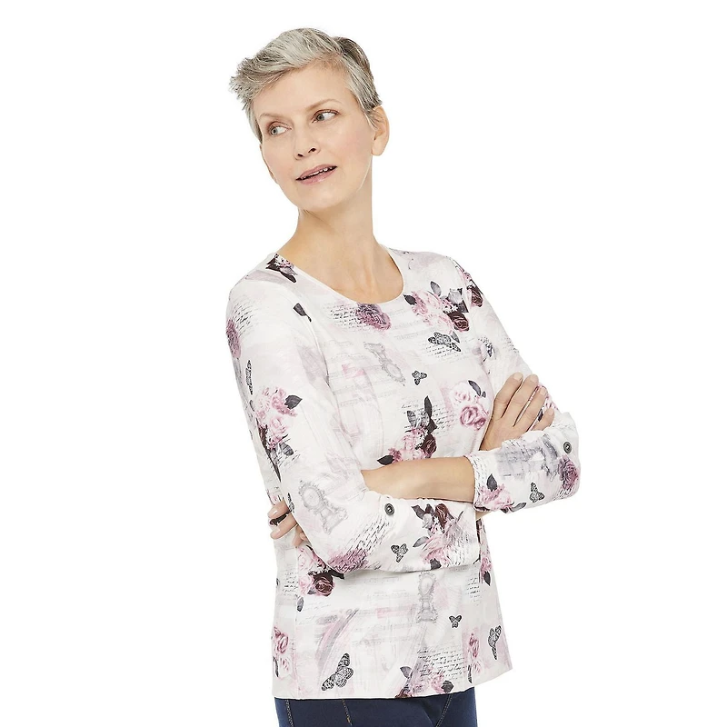 Penmans Women's Printed Roll Tab Sleeve Top