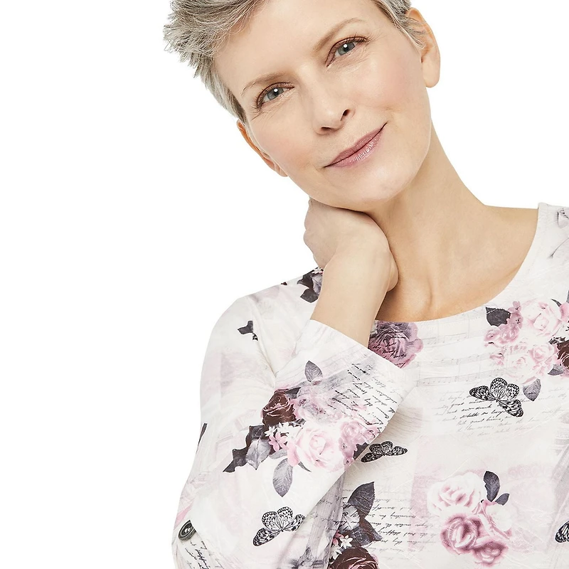 Penmans Women's Printed Roll Tab Sleeve Top