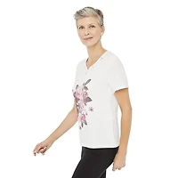 T-shirt avec imprimé en sérigraphie et encolure en V Penmans pour femmes