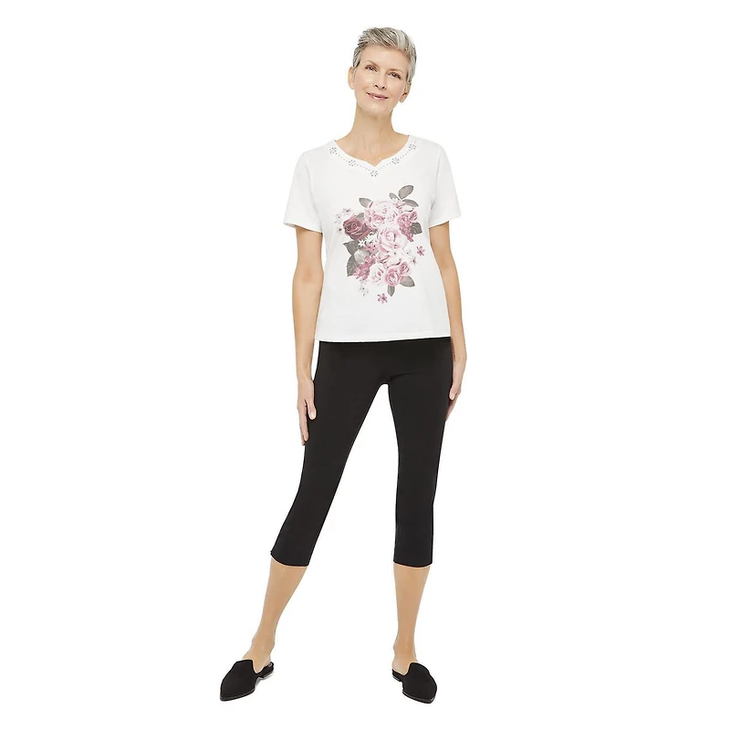T-shirt avec imprimé en sérigraphie et encolure en V Penmans pour femmes