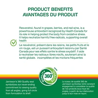 Jamieson capsules resvératrol extrait de vin rouge avec pépins de raisin, 30 capsules 30 capsules