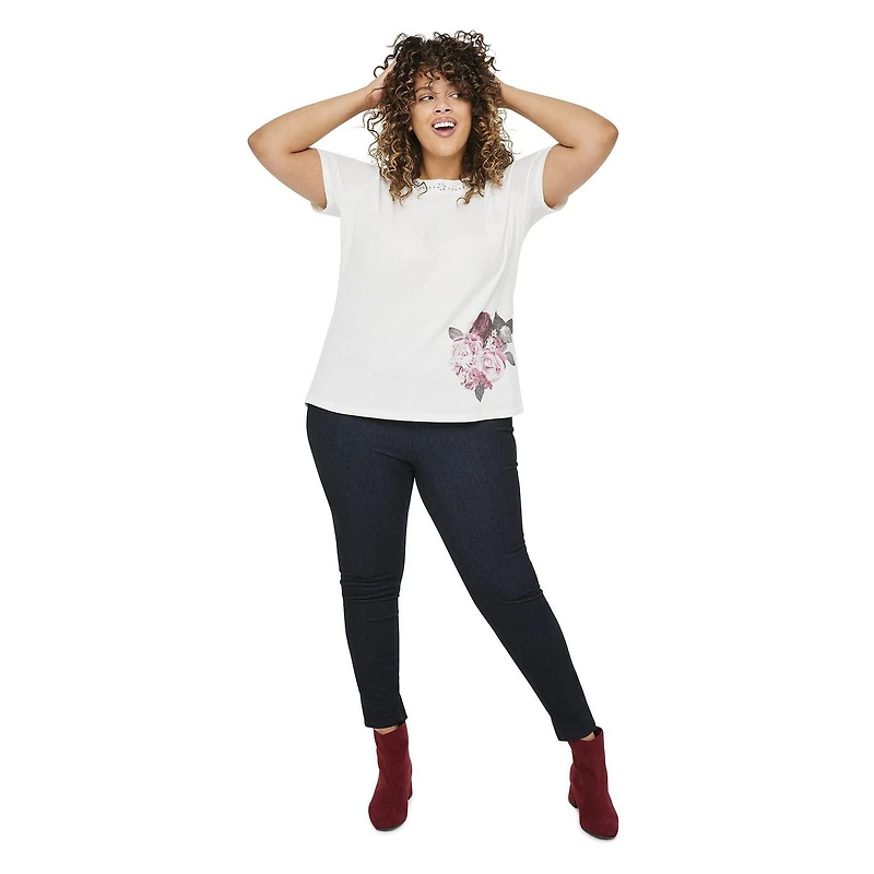 T-shirt avec pierres brillantes George Plus pour femmes