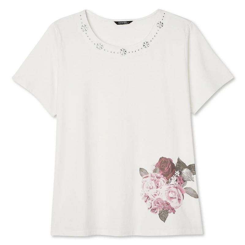T-shirt avec pierres brillantes George Plus pour femmes