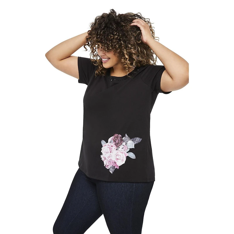 T-shirt avec pierres brillantes George Plus pour femmes