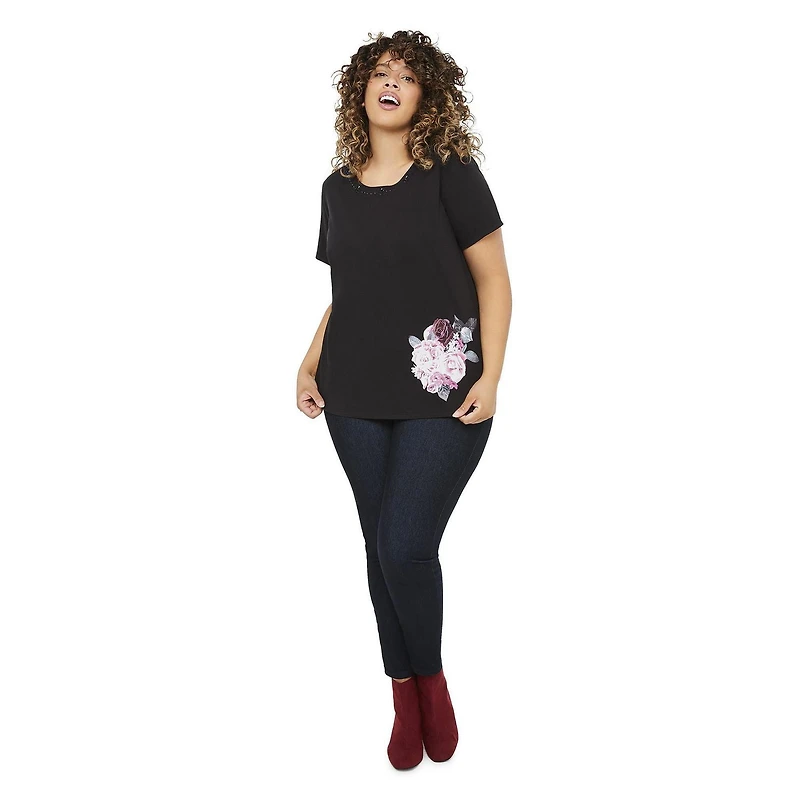 T-shirt avec pierres brillantes George Plus pour femmes