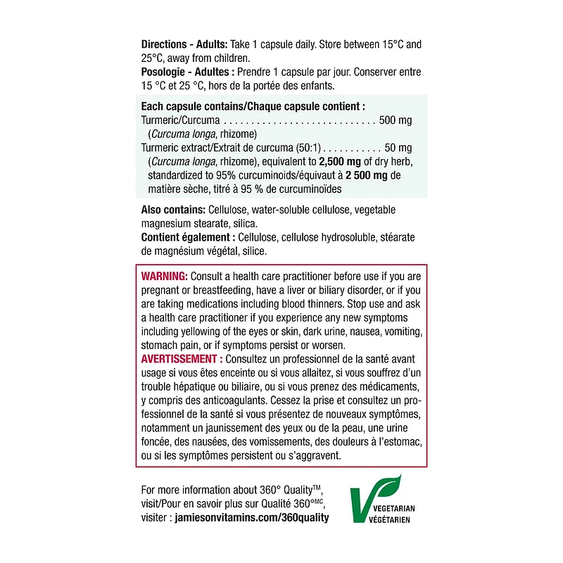 Jamieson capsules curcumine curcuma, 550 mg, 90 capsules