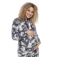 Paisley Sky Maternity Puff Sleeve Kangaroo Pocket Hoodie