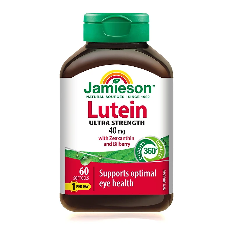 Jamieson Gélules de Lutéine 40 mg Avec Zéaxanthine et Myrtille 60 Gélules