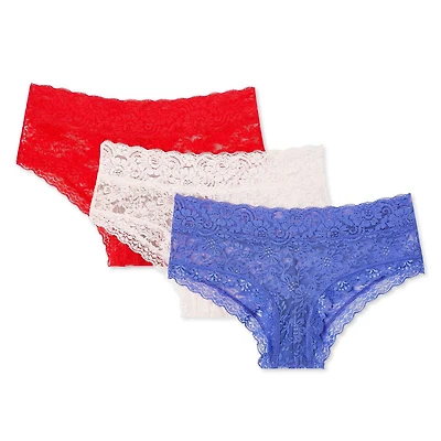 Lot de 3 culottes à taille basse en dentelle George pour femmes Tailles P à TG