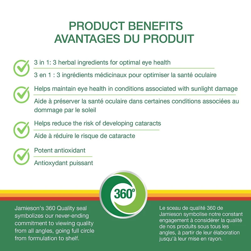 Jamieson Gélules de Lutéine 40 mg Avec Zéaxanthine et Myrtille 60 Gélules