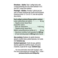 Jamieson Gélules de Lutéine 40 mg Avec Zéaxanthine et Myrtille 60 Gélules