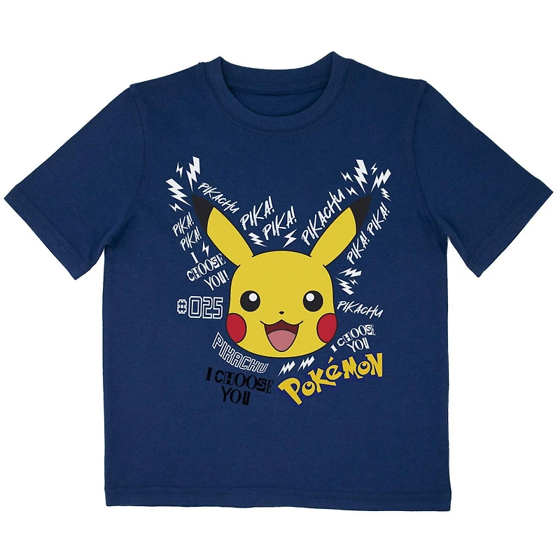 Pokemon T-shirt col rond à manches courtes pour garçon