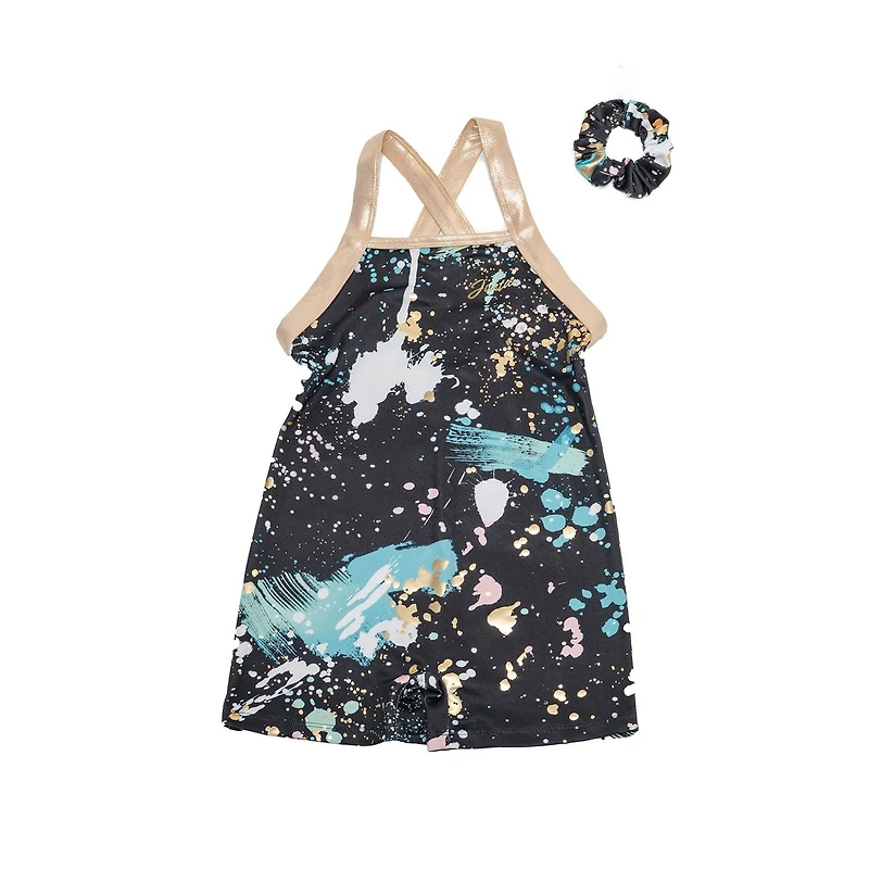 Justice Girls Splattered Biketard with Scrunchie