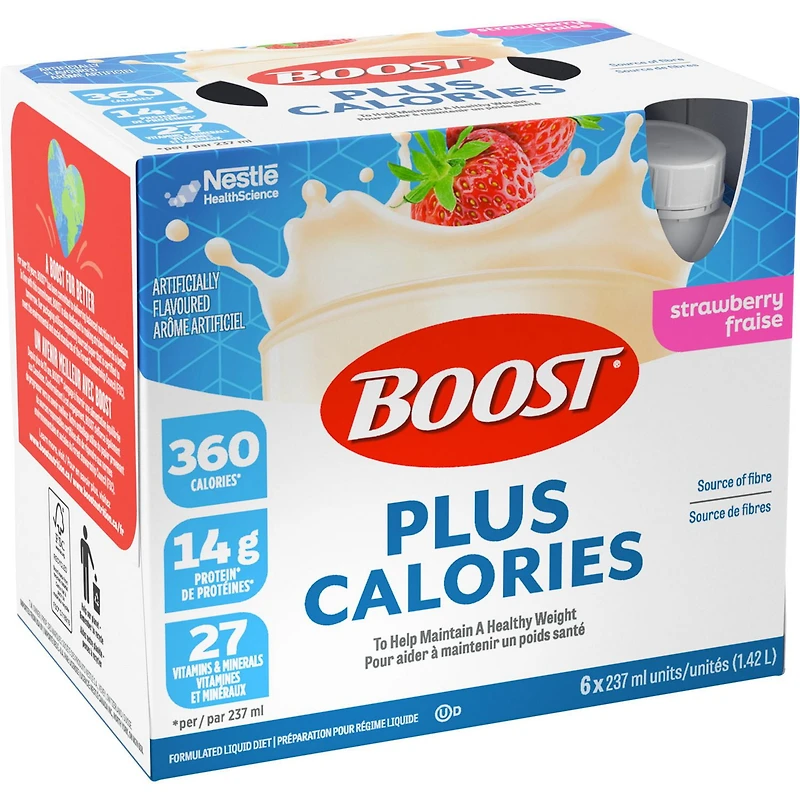 BOOST PLUS Complete Nutrition Drink – Strawberry, 6 x 237 ml, 6 x 237 ML