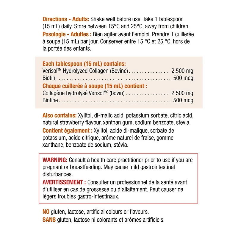 Jamieson Collagène Antirides Liquide Saveur de Fraise 420 ml