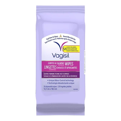Lingettes Féminines Douces Et Apaisantes Vagisil® (Pochette) 20 lingettes jetables