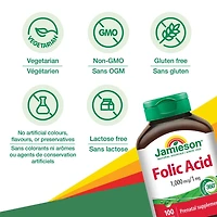 Jamieson Comprimés d'Acide Folique 1 000 mcg 100 comprimés