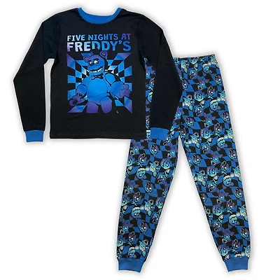 Five Night at Freddy's Boy's pj set. This boy's 2 piece pj set has a long sleeve crew neck along with long pant with elastic waist band and