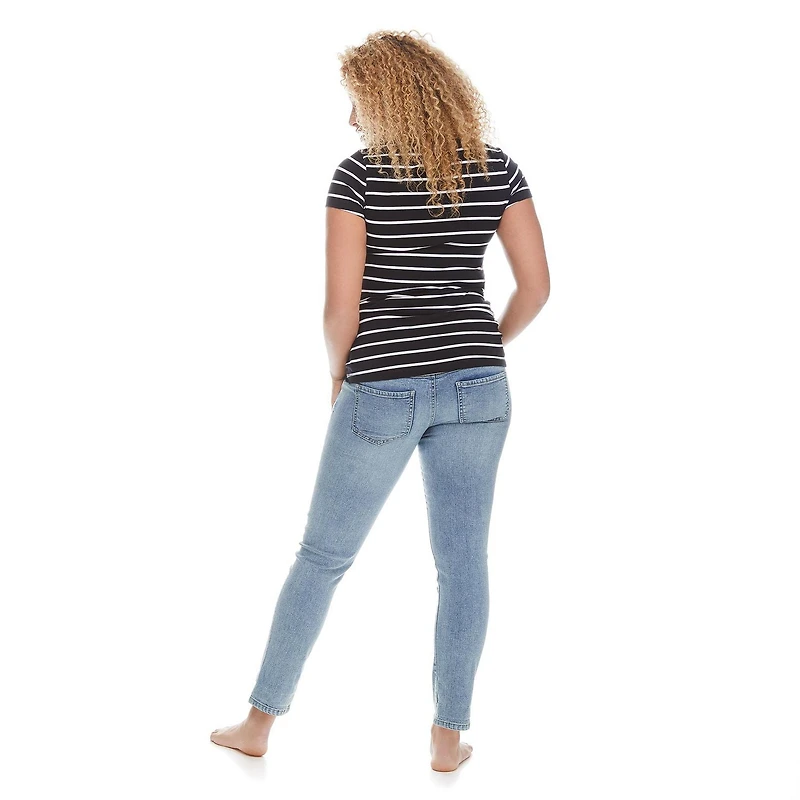 T-shirt à manches courtes avec encolure en V Paisley Sky Maternité Tailles P-TTG