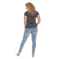 T-shirt à manches courtes avec encolure en V Paisley Sky Maternité Tailles P-TTG