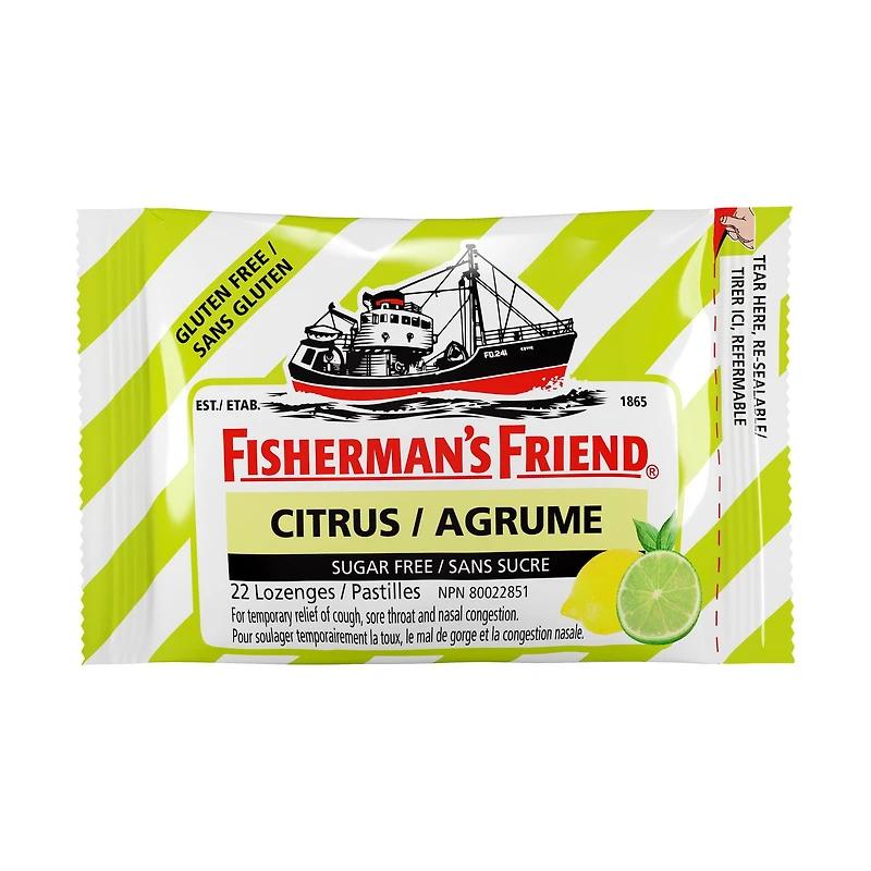 Pastilles antitussives sans sucrose de Fisherman's Friend 22 losanges, agrûmes