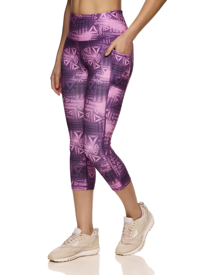 Reebok Women's Everyday Highrise Printed Capri Legging With Pockets, 20" Inseam