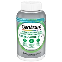Centrum Adultes 50+, Formule complète, supplément de multivitamines et minéraux éprouvé en clinique pour soutenir la mémoire et la santé cognitive, 250 comprimés