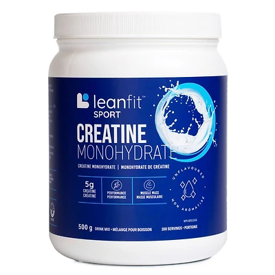 LEANFIT SPORT CREATINE MONOHYDRATE™ Powder Unflavoured 500g - Creatine Supplement for Increased Muscle Mass & Improved Performance - 5g Creatine Per Serving, Informed Choice Certified, Micronized & Pharmaceutical Grade Creatine, Gluten-Free, Vegan
