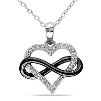 0.10 Carat T.W. Diamond Two-Tone Sterling Silver Infinity Heart Pendant; 18"