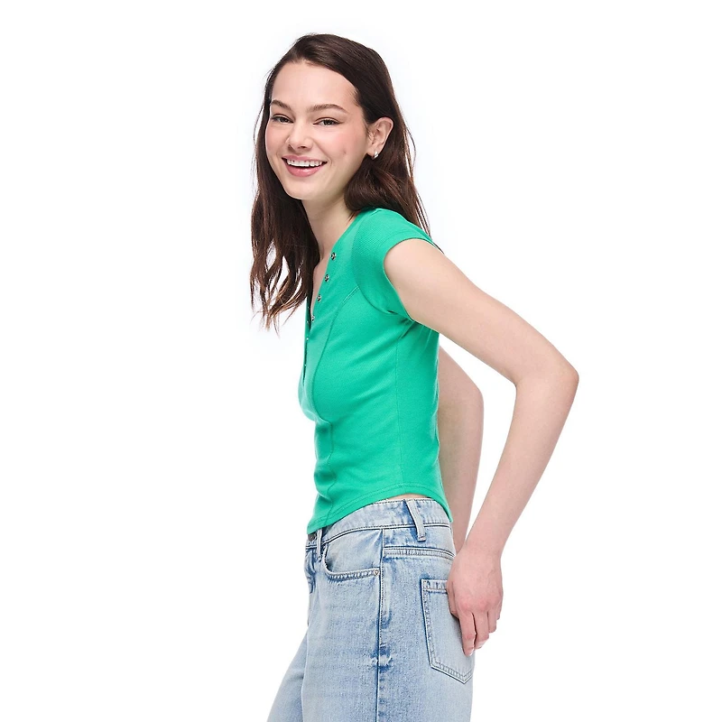 No Boundaries Women's Henley T-Shirt