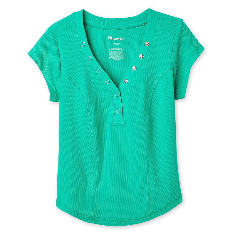 No Boundaries Women's Henley T-Shirt