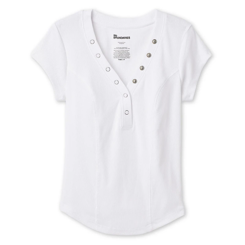 T-shirt henley No Boundaries pour femmes