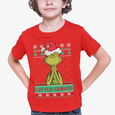 Dr Seuss Boy's basic tee shirt. This boys crew neck tee shirt has short sleeves and a trendy print and