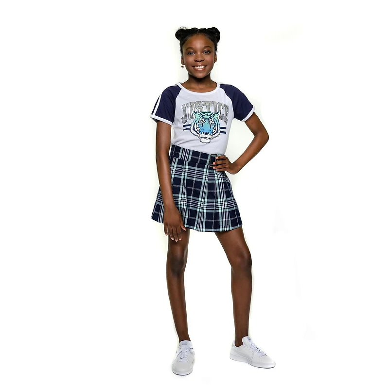 Justice Girls French Navy Plaid Skirt