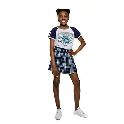 Justice Girls French Navy Plaid Skirt
