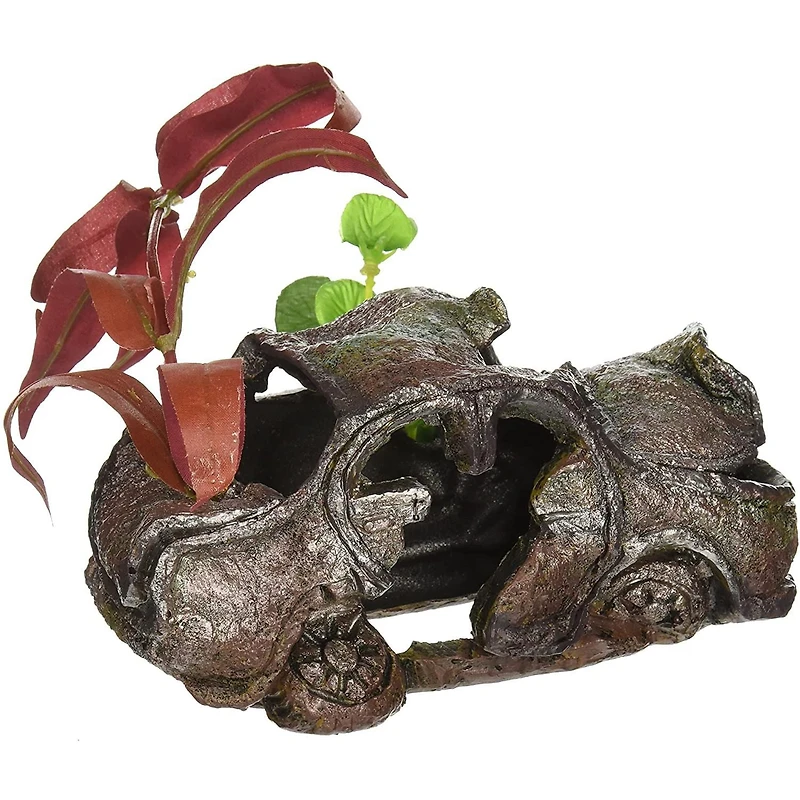 Vieille bagnole de petit format avec plante de Penn Plax