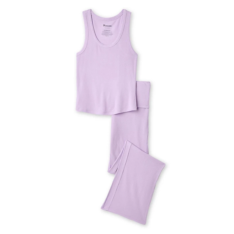 No Boundaries Women's Two Piece Rib Pajama Set
