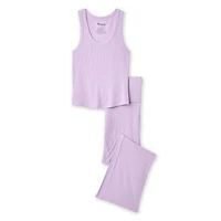 No Boundaries Women's Two Piece Rib Pajama Set