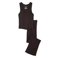 No Boundaries Women's Two Piece Rib Pajama Set