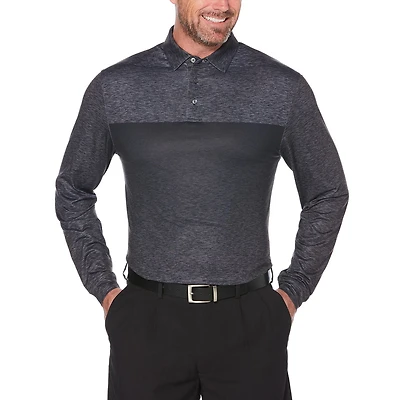 Ben Hogan Performance Men's Heather Color Block Long Sleeve Polo Shirt
