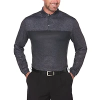 Ben Hogan Performance Men's Heather Color Block Long Sleeve Polo Shirt
