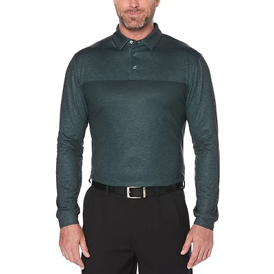 Ben Hogan Performance Men's Heather Color Block Long Sleeve Polo Shirt
