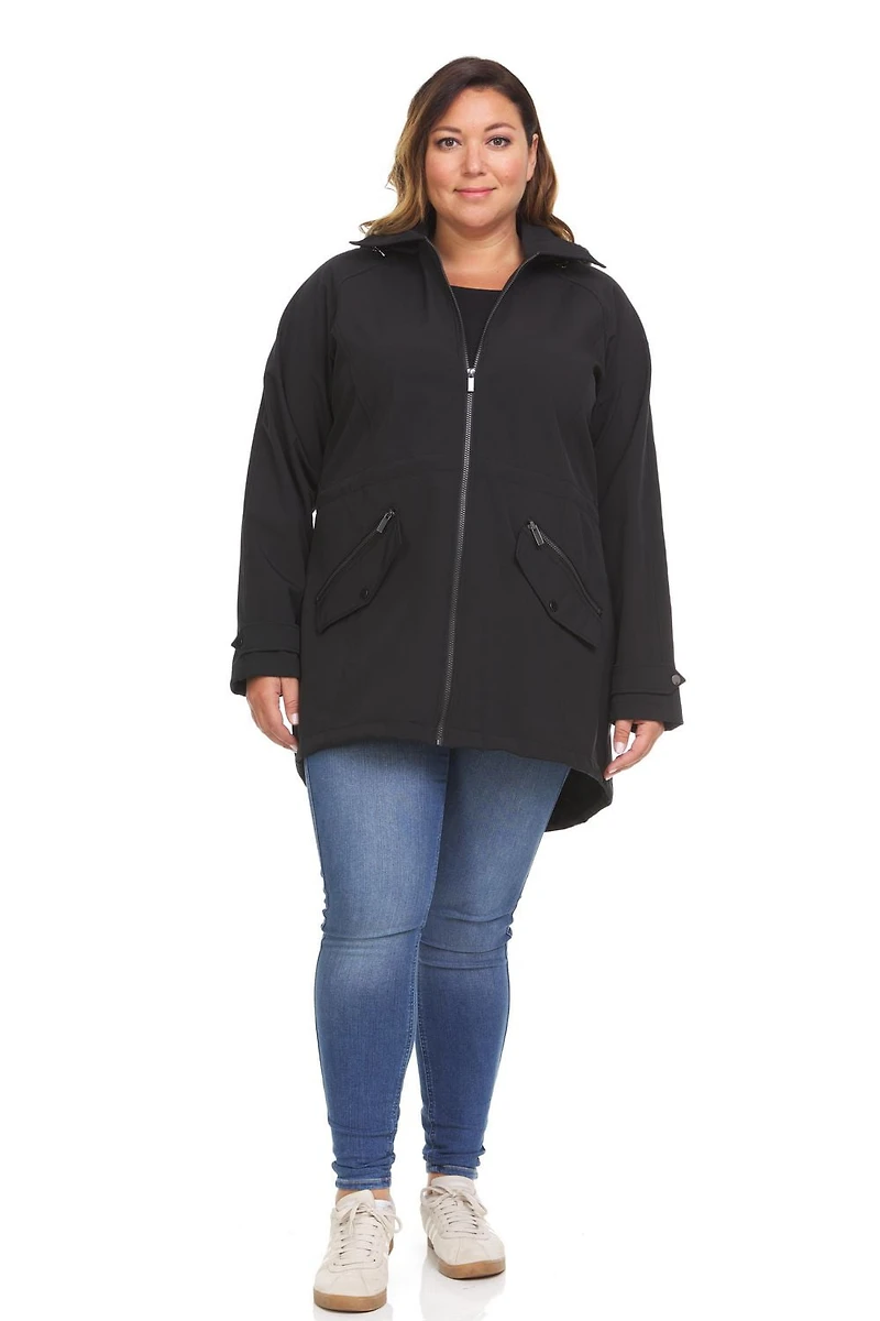 Swiss Tech Womens Plus Size Stretch Softshell Hooded Jacket