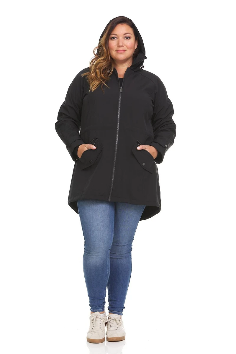 Swiss Tech Womens Plus Size Stretch Softshell Hooded Jacket