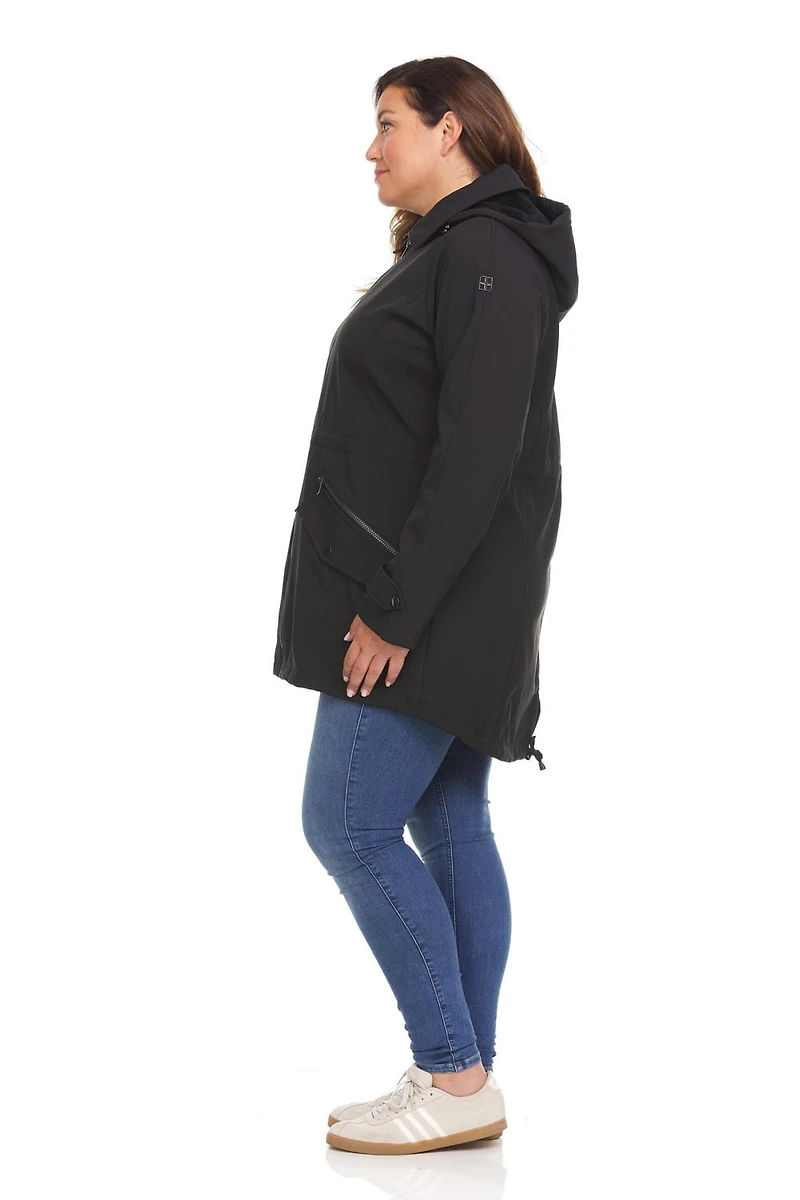 Swiss Tech Womens Plus Size Stretch Softshell Hooded Jacket