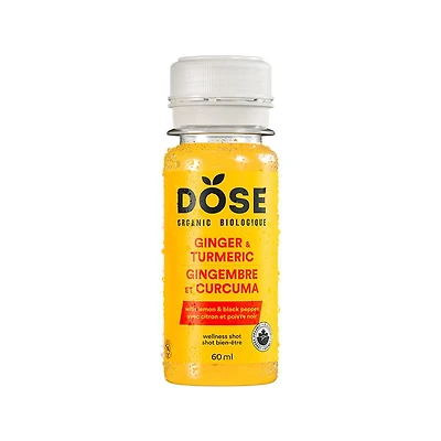 Shot biologique au gingembre et au curcuma DOSE 60 mL