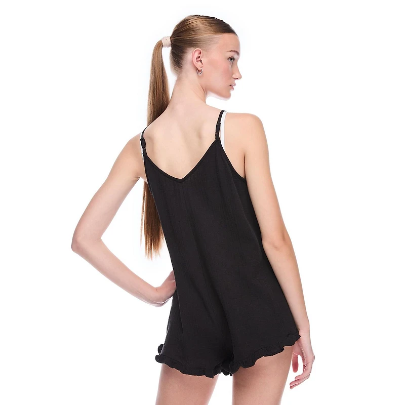 No Boundaries Women's Crinkled Romper Cover-Up