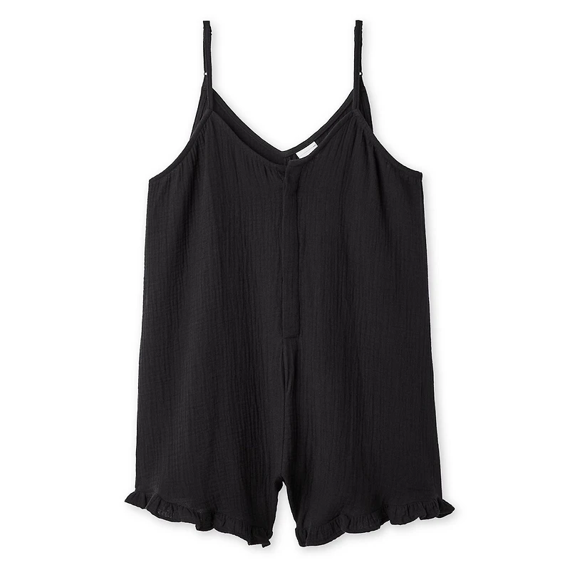 No Boundaries Women's Crinkled Romper Cover-Up