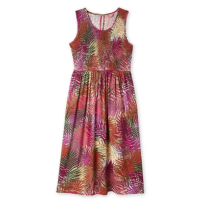 Robe longue sans manches à smocks Iyla pour femmes
